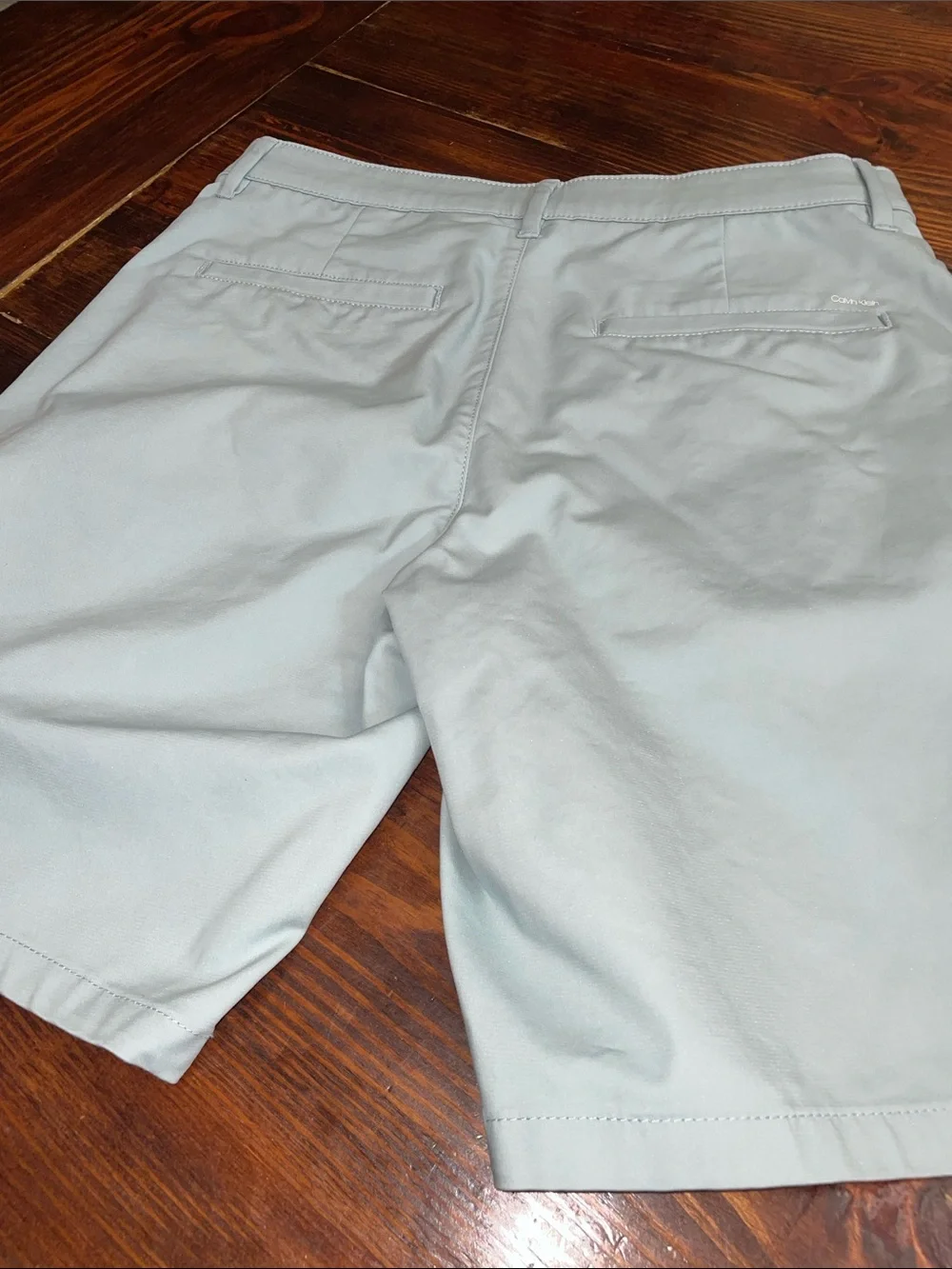 Calvin Klein Light Green Flat-Front Chino Shorts